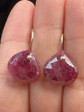 Sterling silver teardrop faceted natural sapphire Earrings