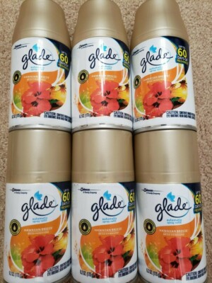 6 Glade Hawaiian Breeze Automatic Spray Air Freshener Refills ( 6 NEW x 6.2 oz )