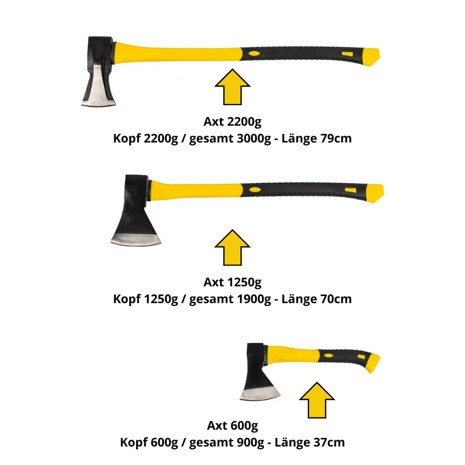 3er Axt Set Beil Spaltaxt Spaltbeil Spalthammer Handbeil Universalbeil Holzaxt - Bild 2 von 4