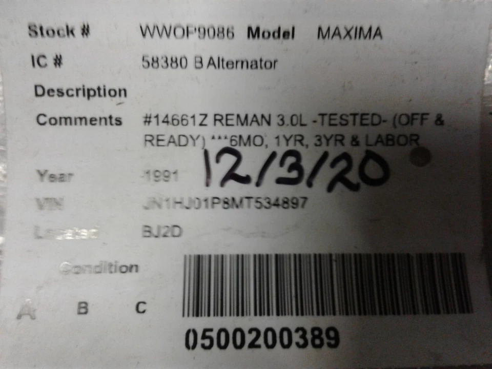 Alternador usado compatible con: Nissan Máxima SOHC Grado A 1991 Foto 4 de 4