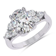 IGI 2.5 Ct Lab Grown Diamond 3-Stone Solitaire Engagement Ring in 14K White Gold