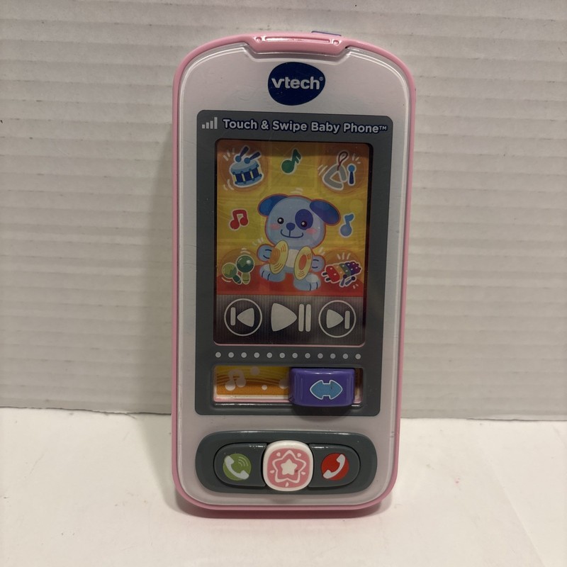 VTech Touch & Swipe Baby Phone~ Pink~ Works~Sound & Lights~. New Batteries Incl.