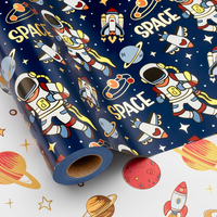 Wikadlik Astronauten-Geschenkpapierrolle, 43 Cm X 10 M, Weltraum-Thema, Tiefblau