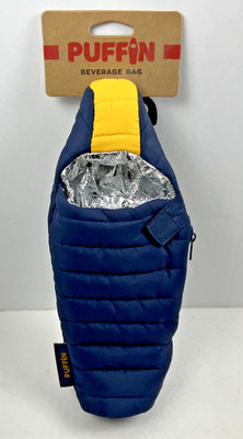 NEW Puffin Drinkwear Insulated Sleeping Bag Beverage Bottle Beer Koozie Navy