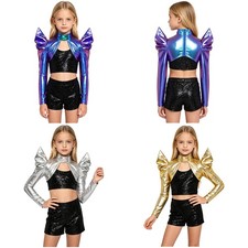 Girls Vest Festival Tank Top Stage Performance Shirts Contemporary Crop Top Gym
