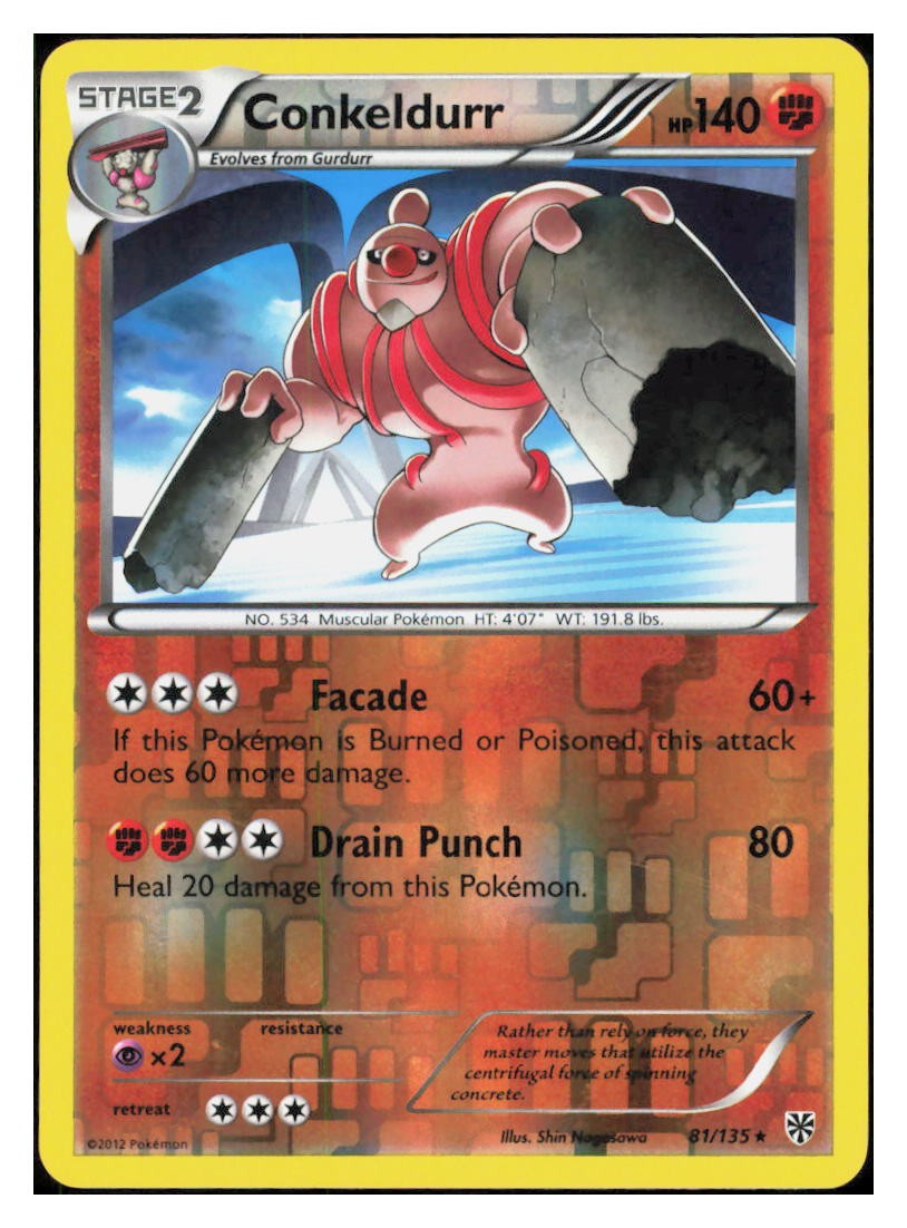 Conkeldurr Reverse Holo Rare Plasma Storm 81/135 LP T001