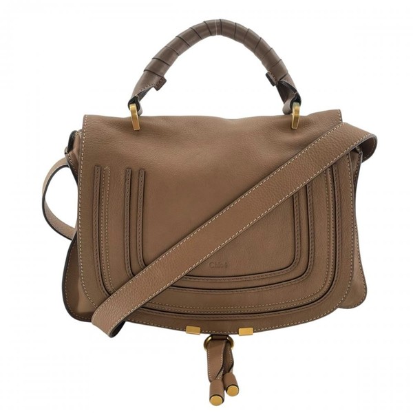 Chloe Marcie Medium 2Way Shoulder Bag Crossbody Handbag Brown Gold 3S0917 Used
