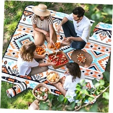 Picnic Blanket 80''x80'' Extra Large Outdoor Blanket, Waterproof Beach 