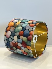 New Luxury Multicoloured Pebbles Stone Velvet Drum Lamp Shade Pendant Shade 25cm