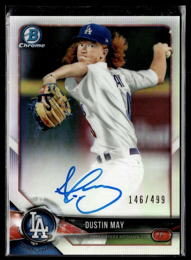 2018 BOWMAN CHROME REFRACTOR /499 AUTO DUSTIN MAY DODGERS