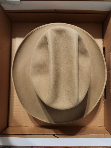 Creme Stetson Vintage 60er Fedora Hut Open Road 7 1/8" Robstown, Texas - Bild 1 von 4