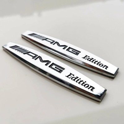 2er AMG Edition Emblem Kotflügel Badge Schriftzug silber glanz 100x18mm