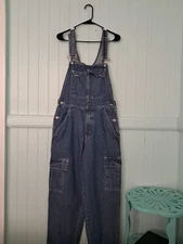 Vintage Faded Glory Overalls Mens Sz S Cargo Pocket Baggy Workwear Denim Unisex
