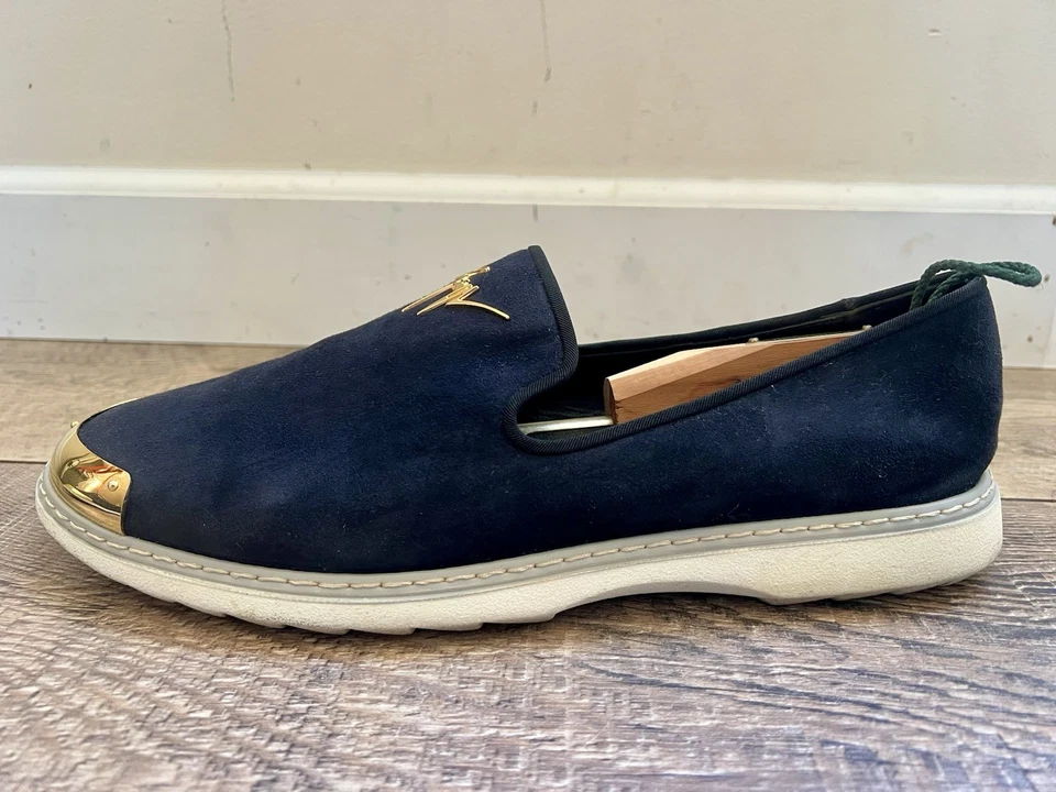 Mocasín de gamuza azul marino Giuseppe Zanotti para hombre talla 45 (US12) dorado Foto 3 de 4