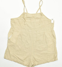 Old Navy Women XL Cami Romper Linen Blend Beige Shortalls Sleeveless