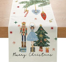 Christmas Nutcracker Table Runner 13X72 Inch Gift Box Merry Christmas Seasonal K