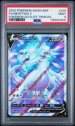 2022 POKEMON SWSH BLACK STAR PROMO #229 FULL ART/MEWTWO V PSA 9
