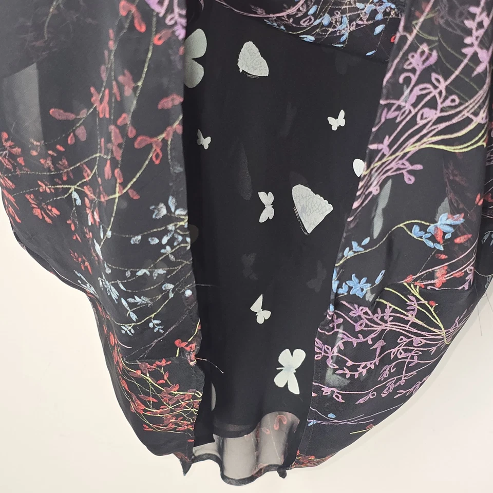 Maxi Falda Vintage Carole Little Transparente Para Mujer Talla 4 Floral Mariposa Hada Boho Foto 4 de 4