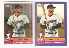 2 DIFFERENT 2025 TOPPS HERITAGE DAVID FRY PARALLEL BASEBALL CARDS LOT
