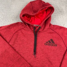 Adidas Hoodie Mens Medium Red Team Issue Pullover Climawarm Performance Fleece