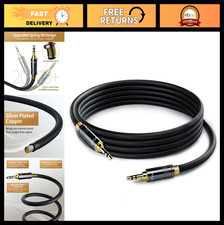 6ft 3.5mm AUX Cable - Hi-Fi Silver Plated Copper, Braided Stereo Audio Cord for