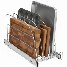 Pull Out Organizer for Bakeware, Cutting Board and Trays, Adjustable Dividers...