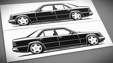 Mercedes W124 Sticker Silhouette Mercedes W124 Limo  Aufkleber 2x Schwarz neu