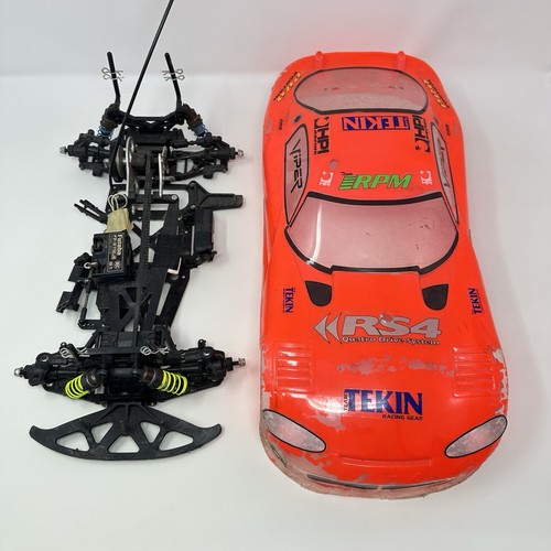 Vintage 1/10 RC Touring Car Chassis w/ Belt Drive & Dodge Viper Body HPI Futaba