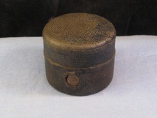 VICTORIAN TRAVELLING POCKET INKWELL INK GLASS BOTTLE POT LEATHER ROUND BOX