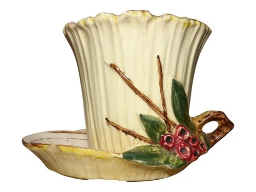 VTG MID CENTURY McCOY CORNUCOPIA Planter/BIRD FEEDER " 5.25 IN X 4.5 IN