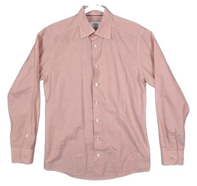 Eton Slim Fit Spread Collar Dress Shirt Size 15.25'' Medium Coral & White Striped
