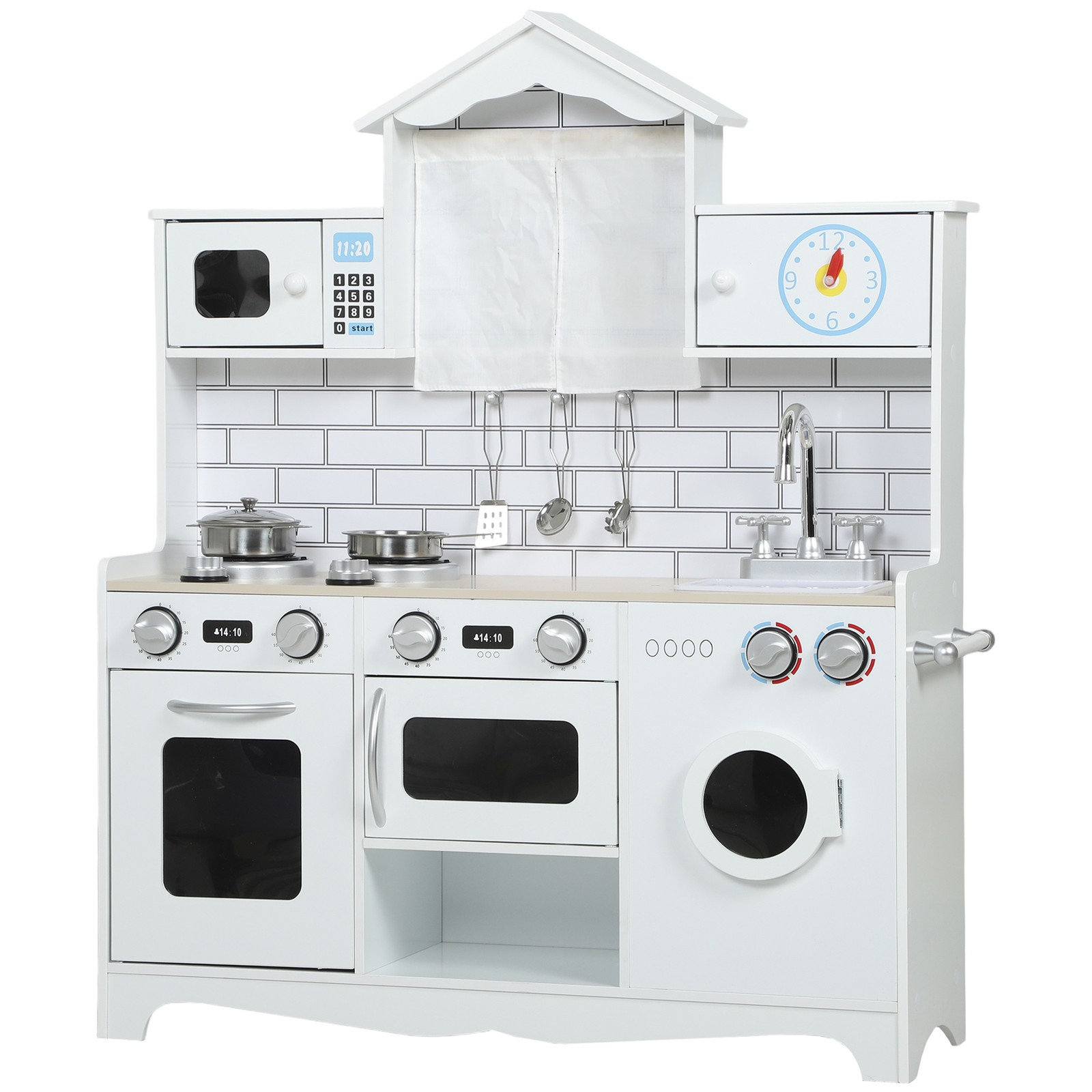 AIYAPLAY Cucina per Bambini 3-6 Anni Giocattolo in Legno con Accessori Bianco
