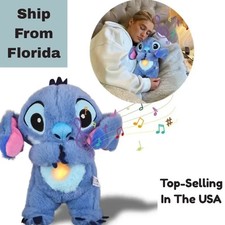 30cm Stitch Breathing Musical Plush Doll Sleep Aid Anxiety Relief Toy USA SELLER