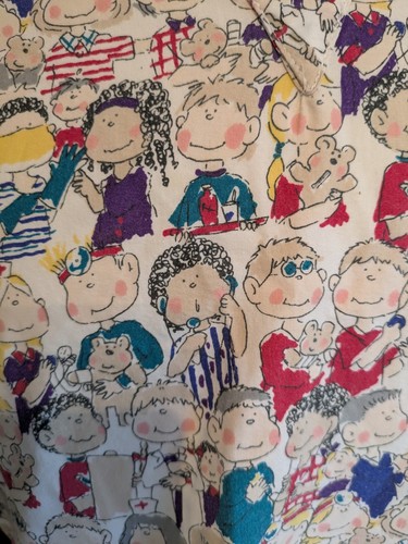 vtg women's Barco lightweight scrub top size Small medical uniform people faces - Picture 3 of 8