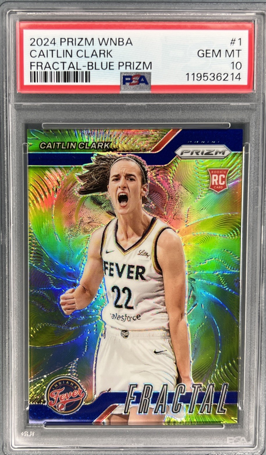 2024 PANINI PRIZM WNBA FRACTAL BLUE PRIZM #1 CAITLIN CLARK # /49 PSA GEM 10 🔥