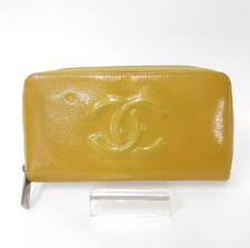 Authentic CHANEL CC Patent Leathe Zip Around Zippy Long Wallet S#39170