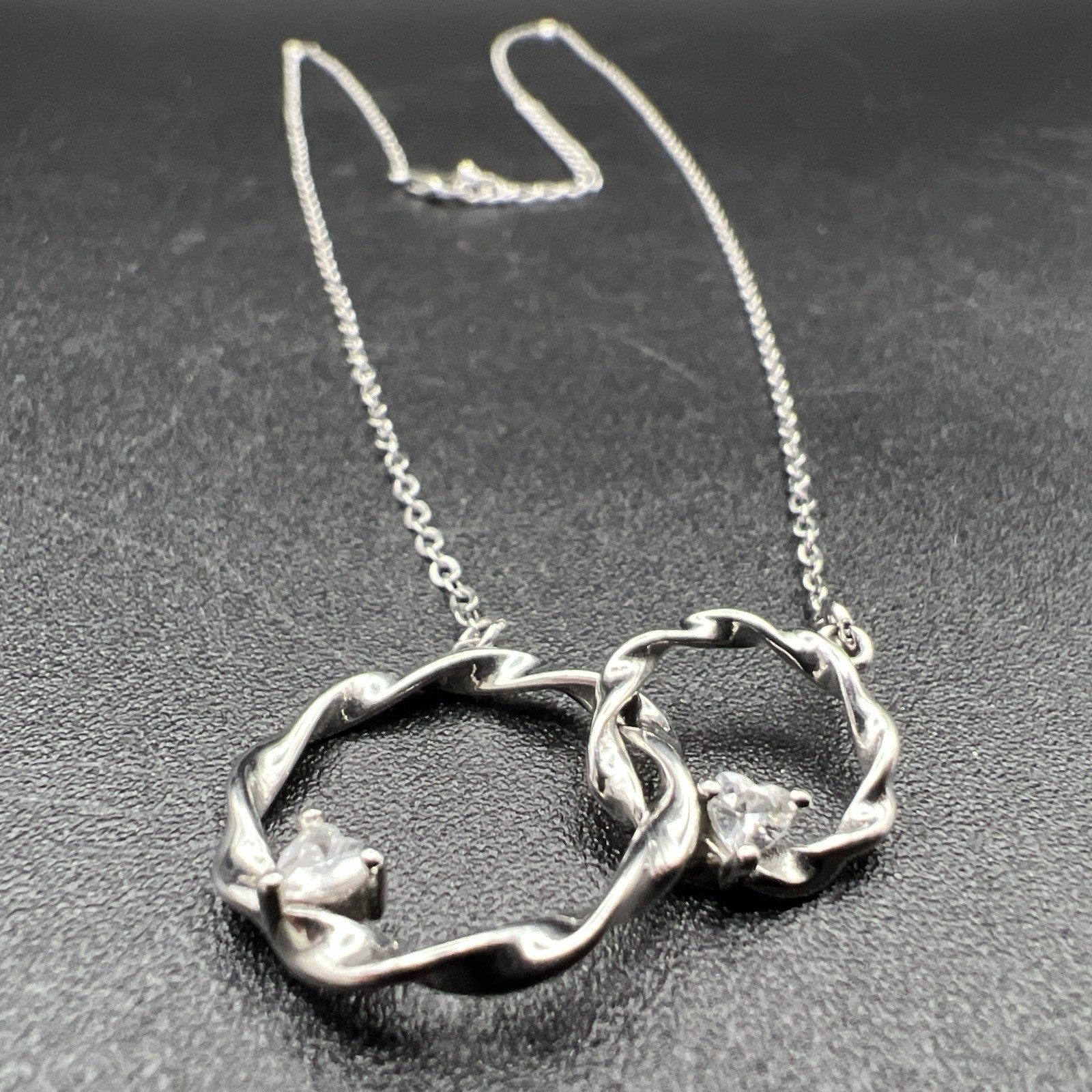 Interlocking Double Circle CZ Necklace ~ 925 Ster… - image 1