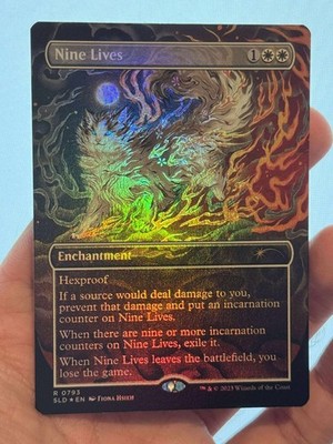 1X FOIL Nine Lives BORDERLESS MINT MTG Magic Secret Lair Katzen Hunde Commander EDH