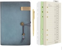 Wonderpool Leder Tagebuch Notizbuch Ringbuch–NachfüLlbarer Ordner Schreibpapier