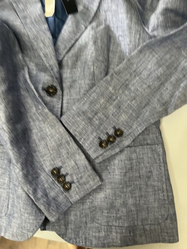 New Talbots 100% Linen Blazer 6 Blue 2 Button Lined $149 Long Sleeve New W/tag - Picture 7 of 9