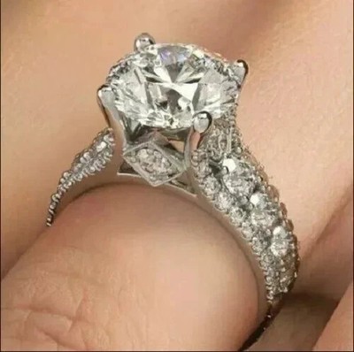 2.50Ct Round Cut Lab Created Diamond 14K White Gold Plated Halo Engagement Ring