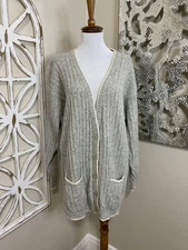VTG CAREN CHARLES large LAMBSWOOL ANGORA BLEND SWEATER CARDIGAN POCKETS SOFT