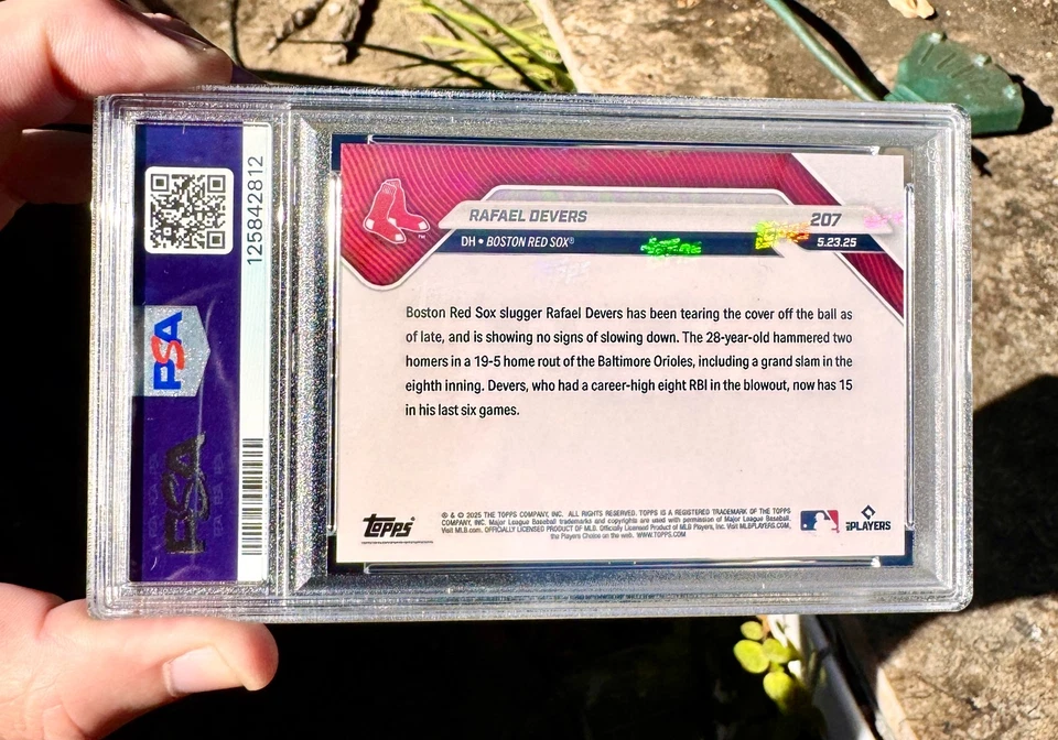 RAFAEL DEVERS 2025 Topps AHORA #207 "2 HOMER DAY" LÁMINA DE ORO SP/50 PSA 9 MT POP=1 Foto 3 de 3