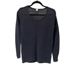 J.Crew Sweater Linen Size S Long Sleeve Pullover Knit Dark Gray Women's Top