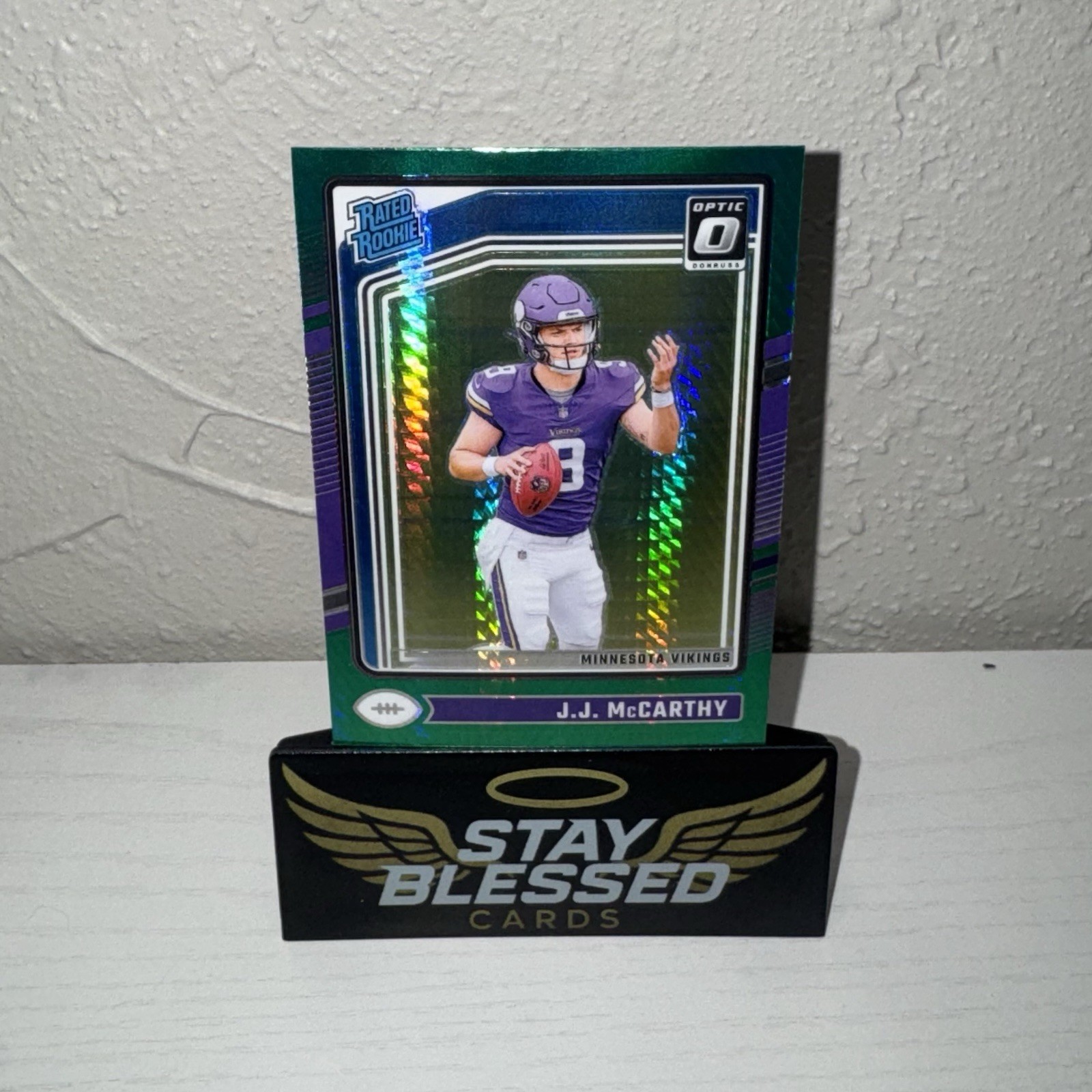2024 Panini Donruss Optic - Rated Rookie J.J. McCarthy #235 Green Hyper (RC)