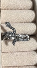 Silver Snake Ring with Clear Stones
