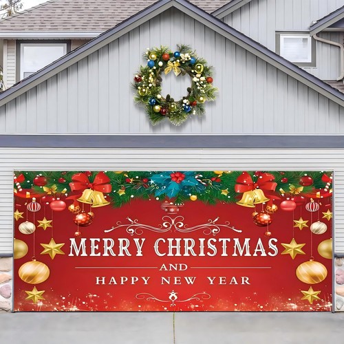 7 x 16 ft Christmas Garage Door Cover Banner Large Christmas Garage Door Deco...