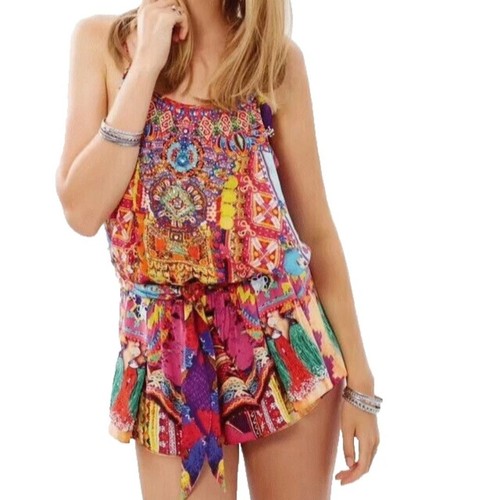 CAMILLA Childs Play Silk Embellished Romper Playsuit Colourful Size 1 AU10 US6 - Picture 4 of 18