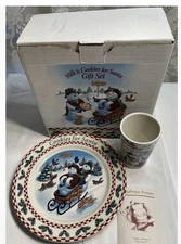 VINTAGE 1999 Longaberger Pottery Milk & Cookies for Santa Gift Set - Made In USA