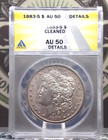 1883-S Morgan Silver Dollar $1 ANACS AU50 Bright Uncirculated BU Edge Tone P255 — photo 1